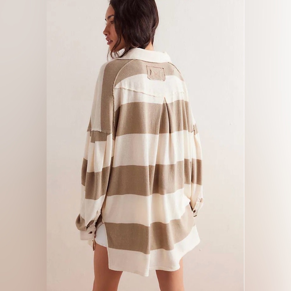 NWT We The Free Taylee Striped Polo S Neutral Combo - Picture 3 of 10